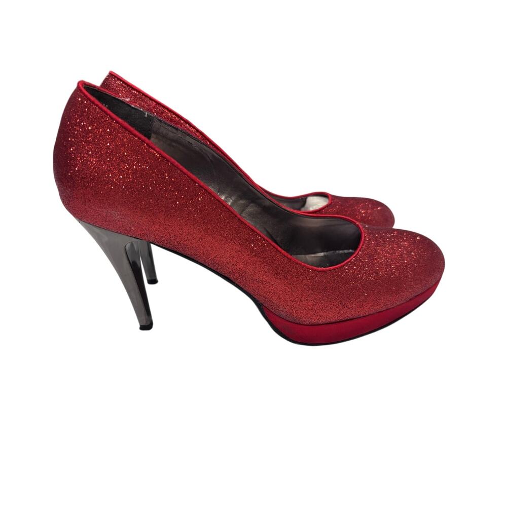 Beacon Red Glitter Platform Stiletto Pumps SZ 11